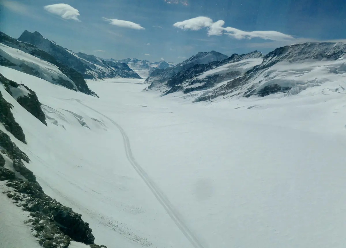 Wide view over the Aletsch Glacier from the Jungfraujoch