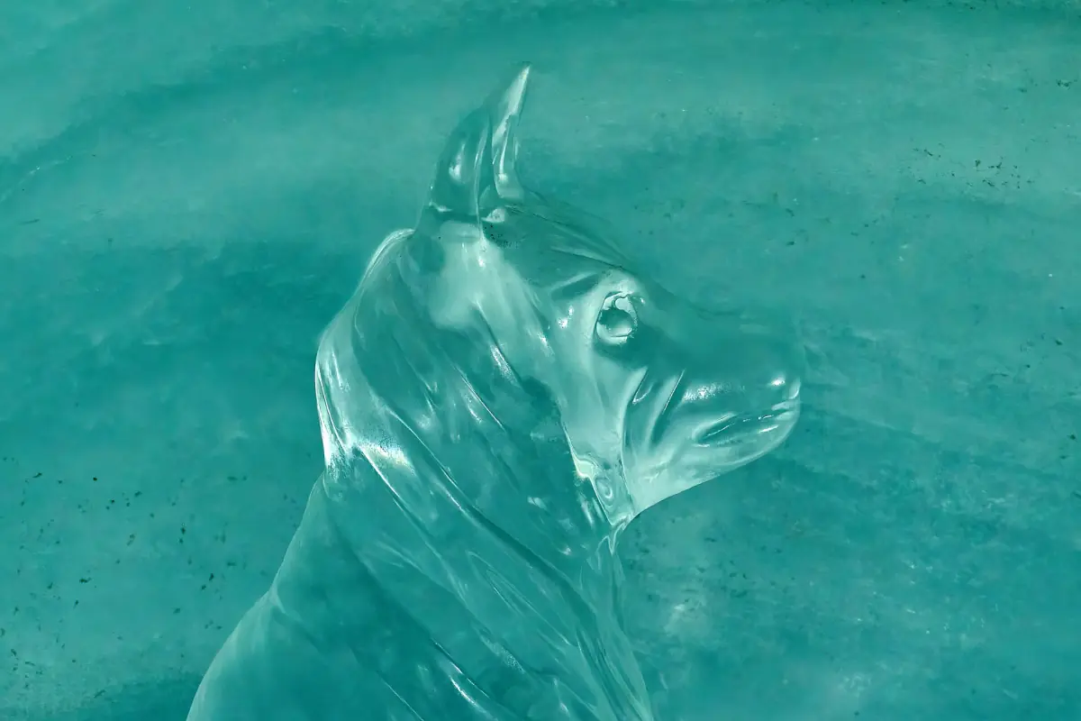 An ice sculpture in the Ice Palace at the Jungfraujoch