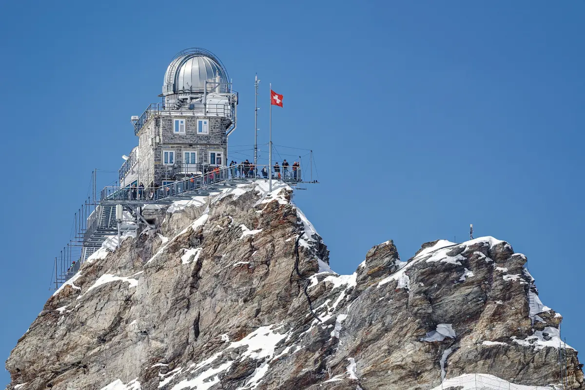 The Sphinx Observatory on its rock above the Jungfraujoch